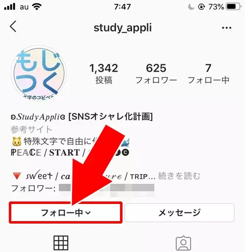 プロフィール画面からミュート設定する方法|インスタでミュートの設定と解除方法!ミュートした相手の一覧も確認できます