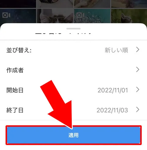 開始日・終了日|インスタでいいね欄の見方!フィルターで非表示や特定相手だけ見る方法もあります
