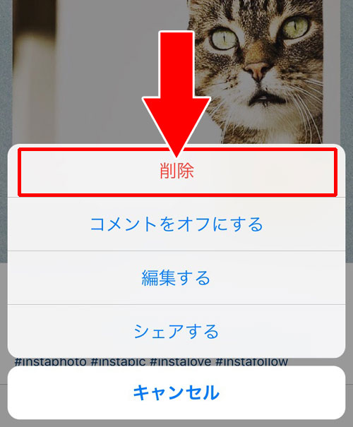 インスタで投稿した写真や動画の削除方法