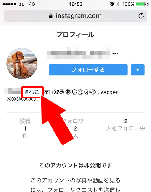 インスタのプロフィールにハッシュタグを付ける方法