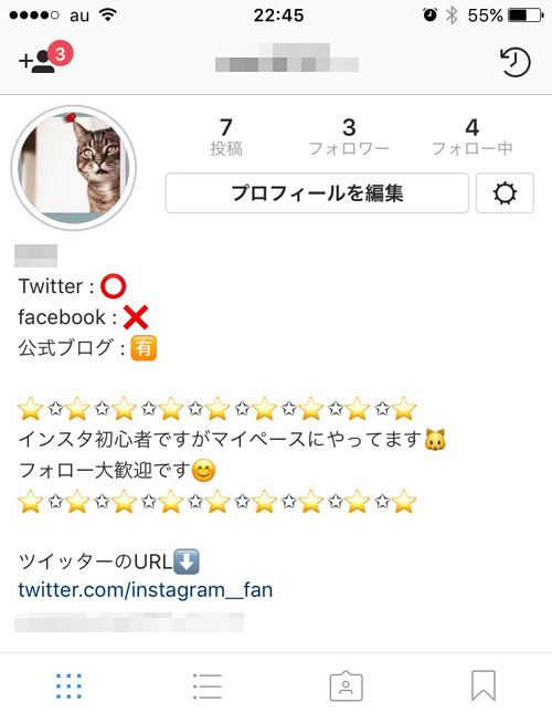 SocialDesignerProで作った実際に空白改行を適用したプロフィール画面